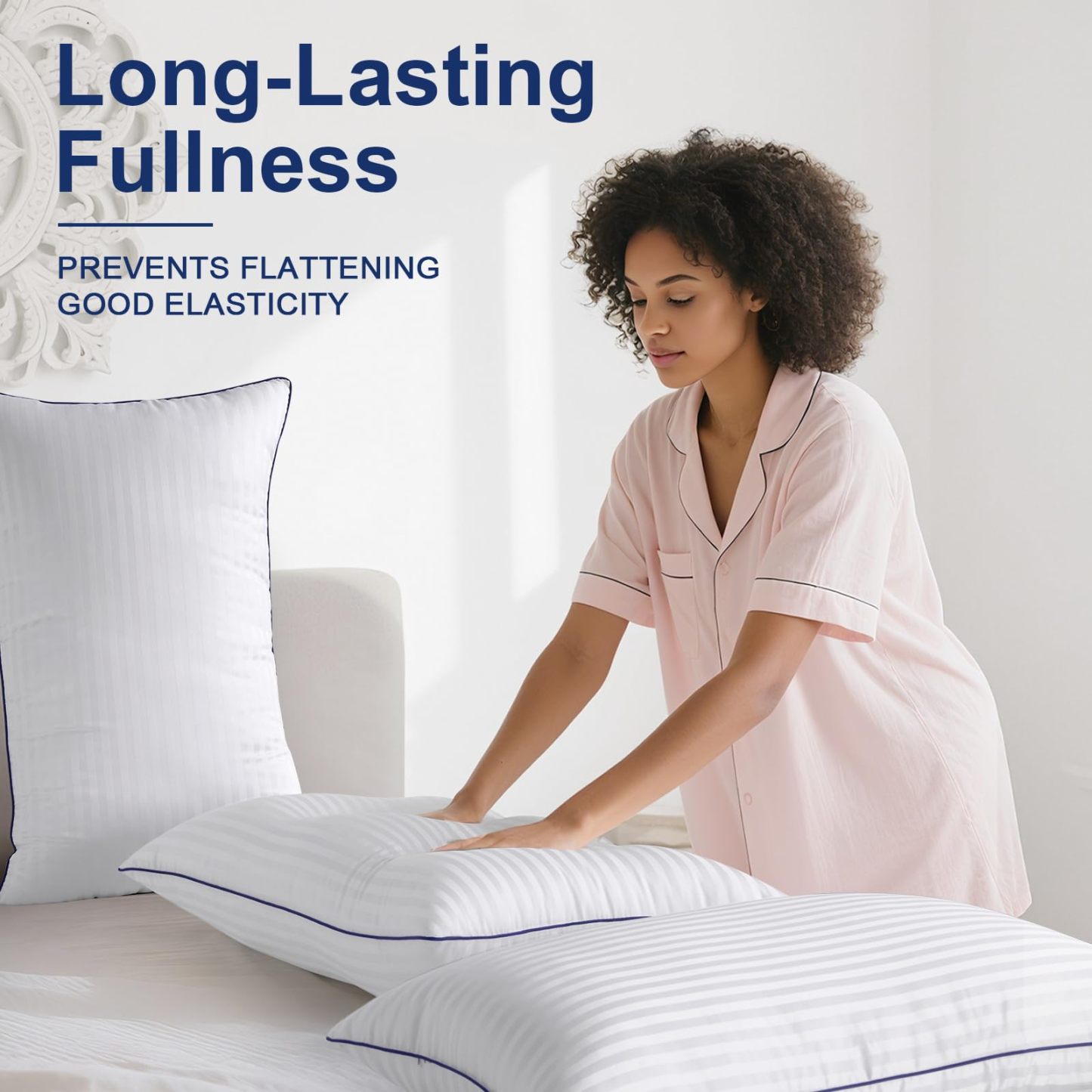 Medium Firm Pillows Standard Size Set of 2, Fluffy&Soft for Back,Stomach,Side Sleepers, Filled with Down Alternative, Luxury Hotel Pillows for Bed 2 Pack -20×26