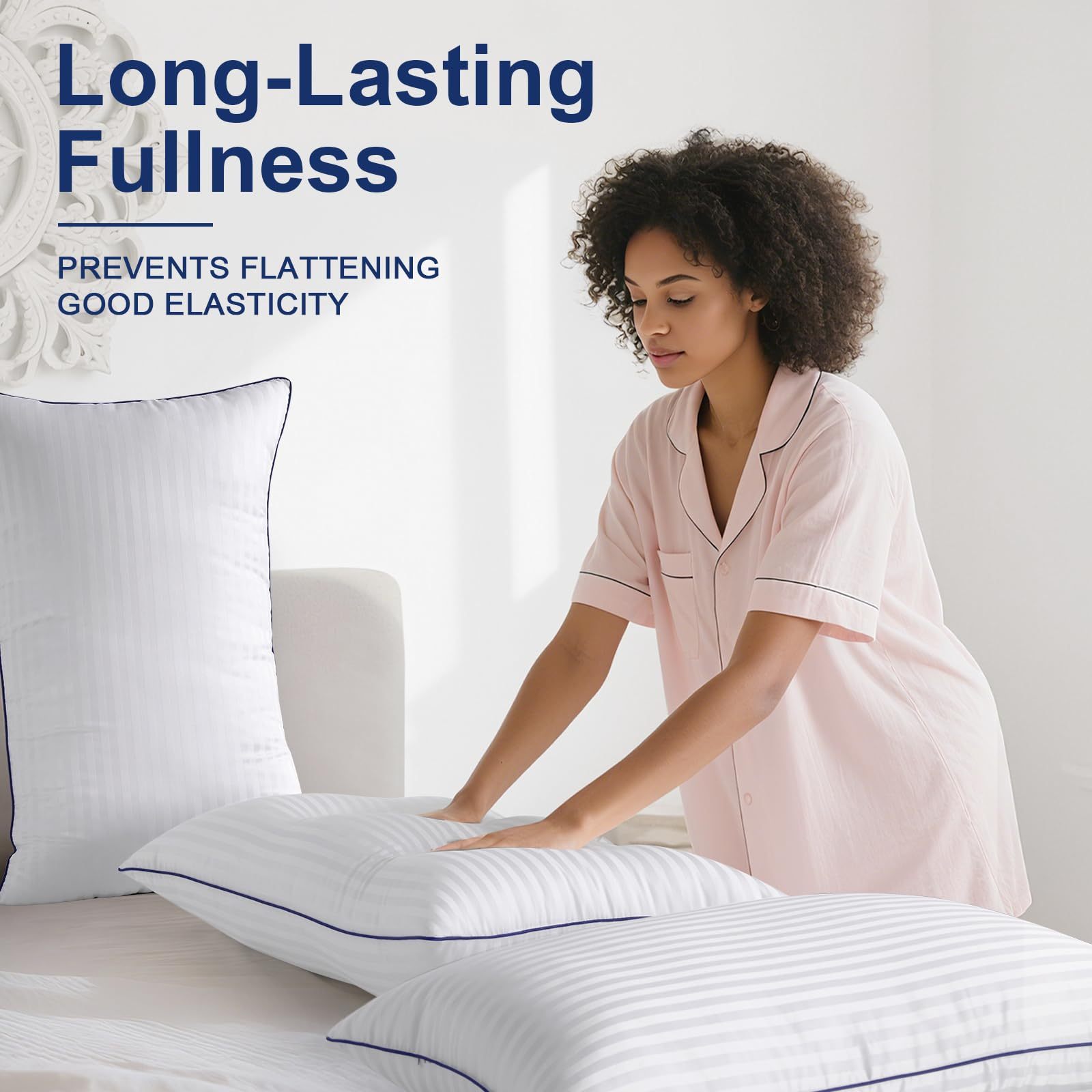 Medium Firm Pillows Standard Size Set of 2, Fluffy&Soft for Back,Stomach,Side Sleepers, Filled with Down Alternative, Luxury Hotel Pillows for Bed 2 Pack -20×26