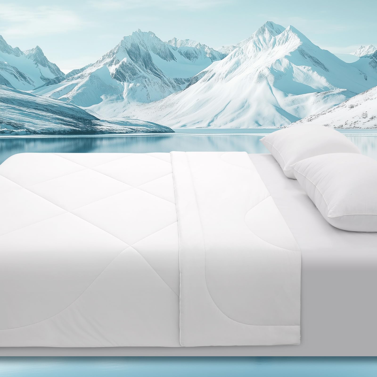Cooling Blankets for Hot Sleepers and Night Sweats Relief, Q-Max>0.5 Cooling Comforter to Relief Hot Flashes, Queen Size Lightweight Summer Ice Breathable Double-Sided 90"x90", Icy White