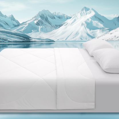Cooling Blankets for Hot Sleepers and Night Sweats Relief, Q-Max>0.5 Cooling Comforter to Relief Hot Flashes, Queen Size Lightweight Summer Ice Breathable Double-Sided 90"x90", Icy White