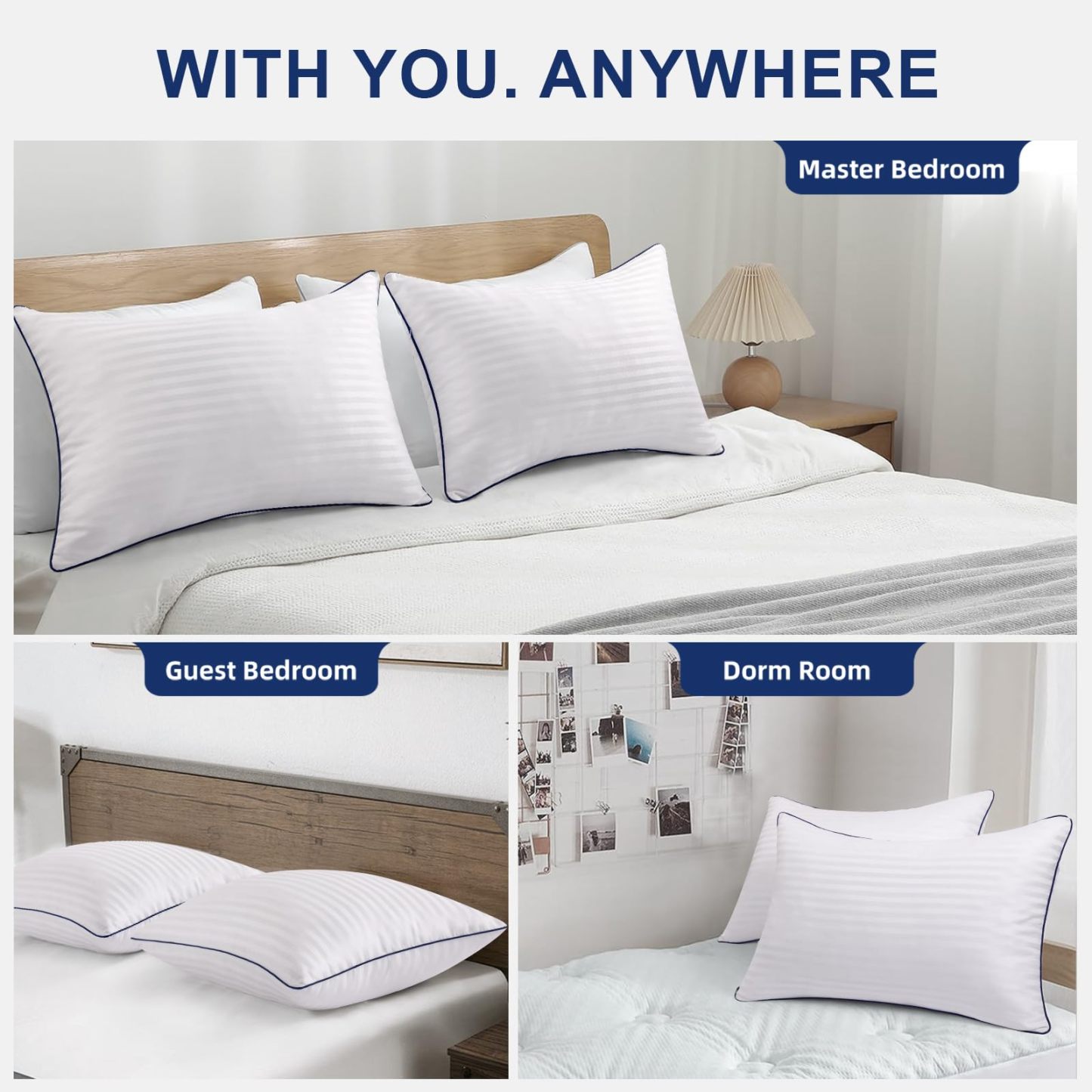 Medium Firm Pillows Standard Size Set of 2, Fluffy&Soft for Back,Stomach,Side Sleepers, Filled with Down Alternative, Luxury Hotel Pillows for Bed 2 Pack -20×26