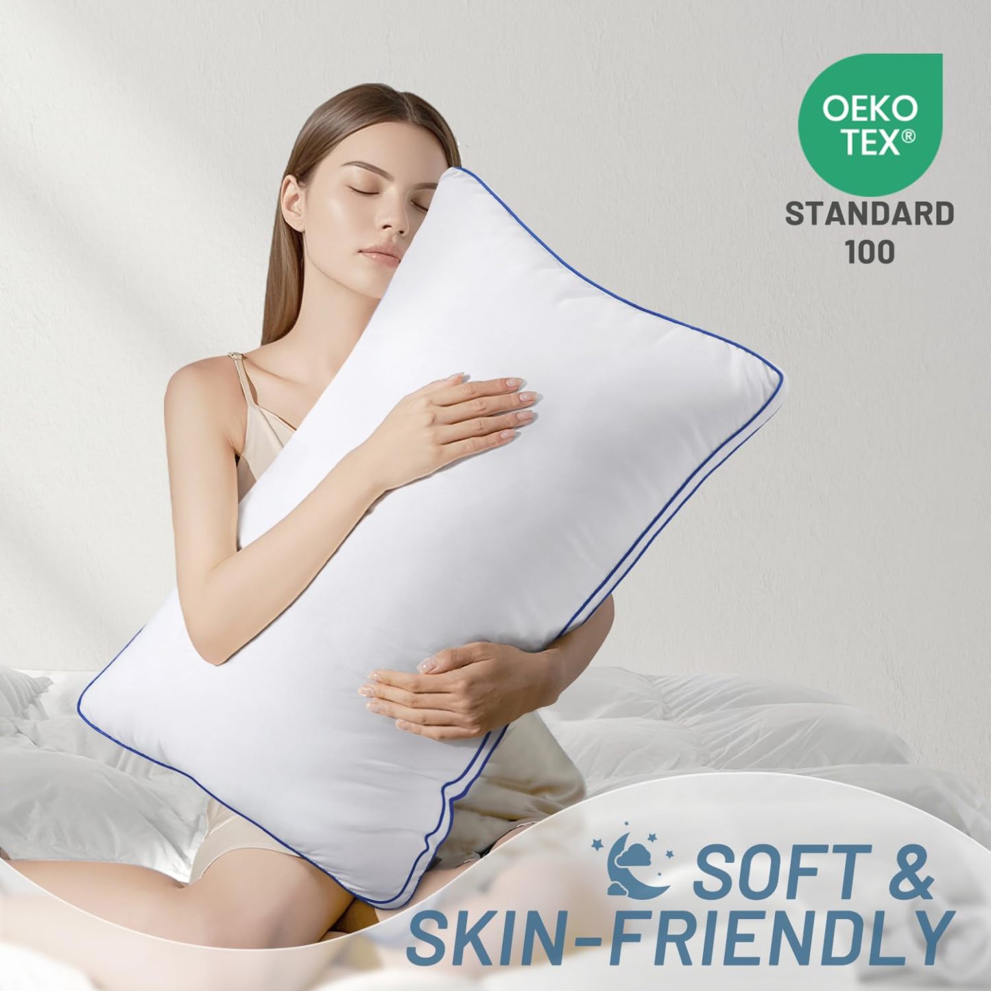 Bed Pillow king Size Set of 2, Hotel Quality Gusseted Cooling Pillow for Side Sleepers,Supportive Down Alternative, 20x34 Inches