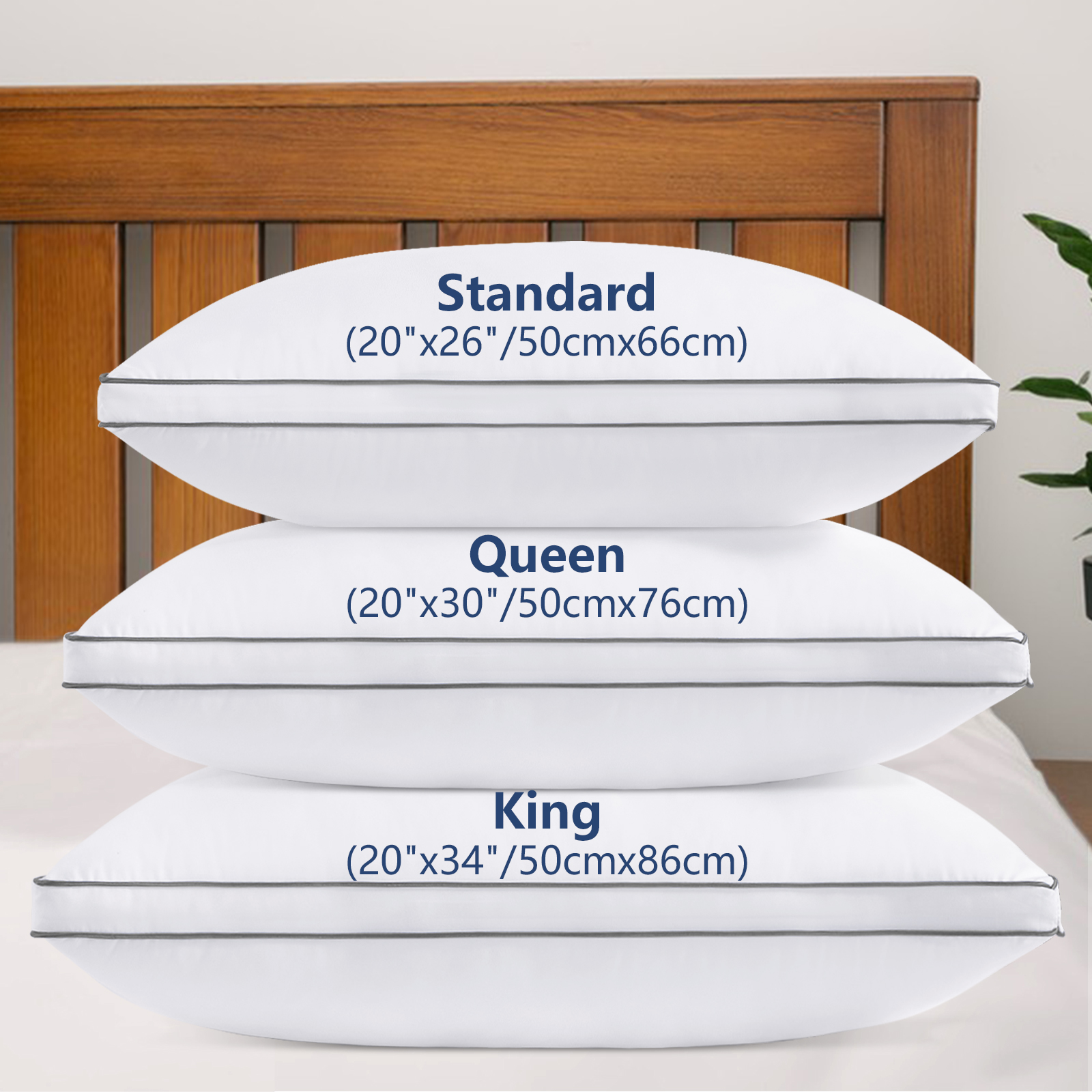 Bed Pillow King Size Set of 2, Hotel Quality Down Alternative, 20x34 Inches