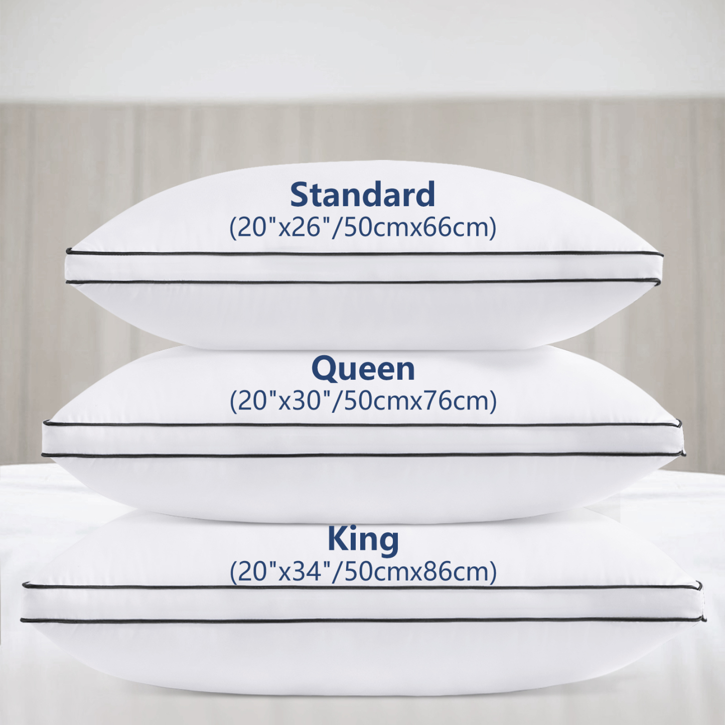 Bed Pillow Standard Size Set of 2, Cool-Touch Extra-Support Gusseted Edge for Side Sleepers, Hotel Collection Down Alternative (20x30)