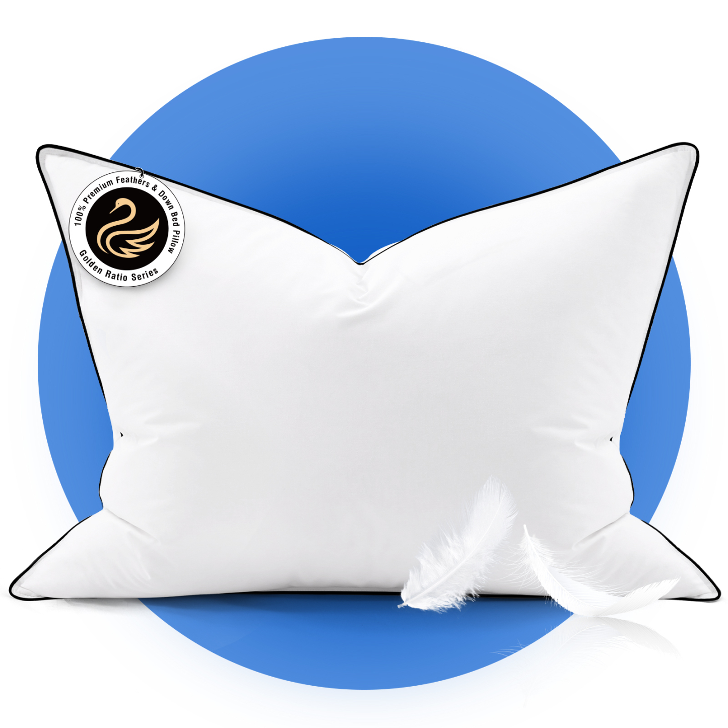 Goose Down Feather Pillows for Bed, Luxury Hotel Pillows with 100% Cotton Shell, Soft Fluffy and Pure Nature, 1 Pack Queen Size 20“x 30“, White