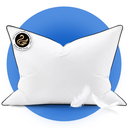 Goose Down Feather Pillows for Bed, Luxury Hotel Pillows with 100% Cotton Shell, Soft Fluffy and Pure Nature, 1 Pack Queen Size 20“x 30“, White