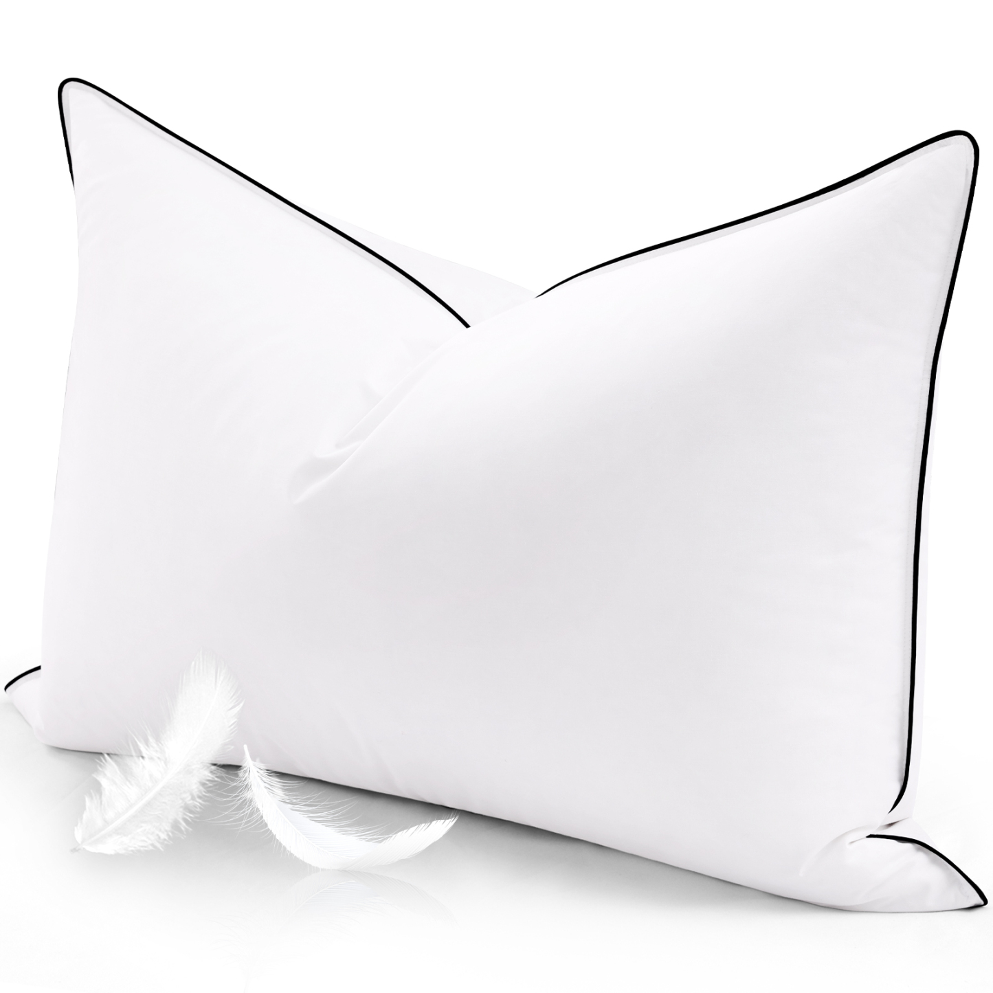 Goose Down Feather Pillows for Bed, Luxury Hotel Pillows with 100% Cotton Shell, Soft Fluffy and Pure Nature, 1 Pack Queen Size 20“x 30“, White