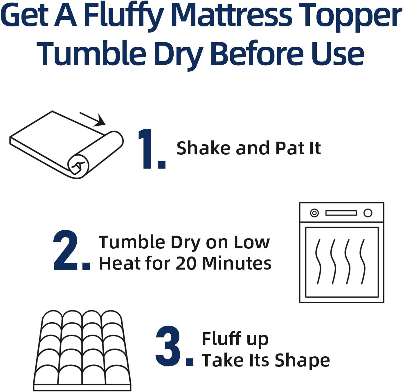 Mattress Topper Queen for Back Pain, Extra Thick Mattress Pad Cover, Plush Pillow Top, Deep Elastic Pocket, White