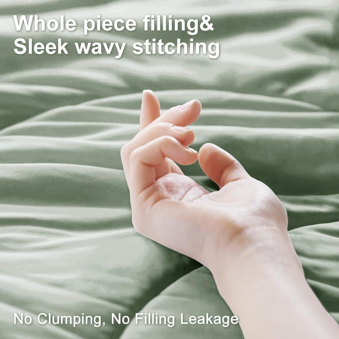 Lightweight Comforter Cooling Green, All Season Duvet Insert Breathable Queen Size Summer Bedding, Soft Microfiber Cool Down Alternative Quilt with Corner Tabs