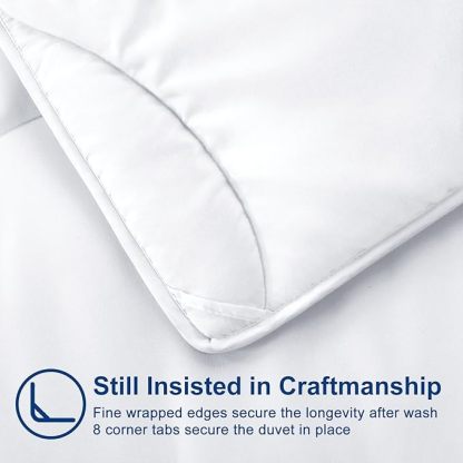 Lightweight Comforter Cooling White, All Season Duvet Insert Breathable King Size Summer Bedding, Soft Microfiber Cool Down Alternative Quilt with Corner Tabs, 102x90 inch