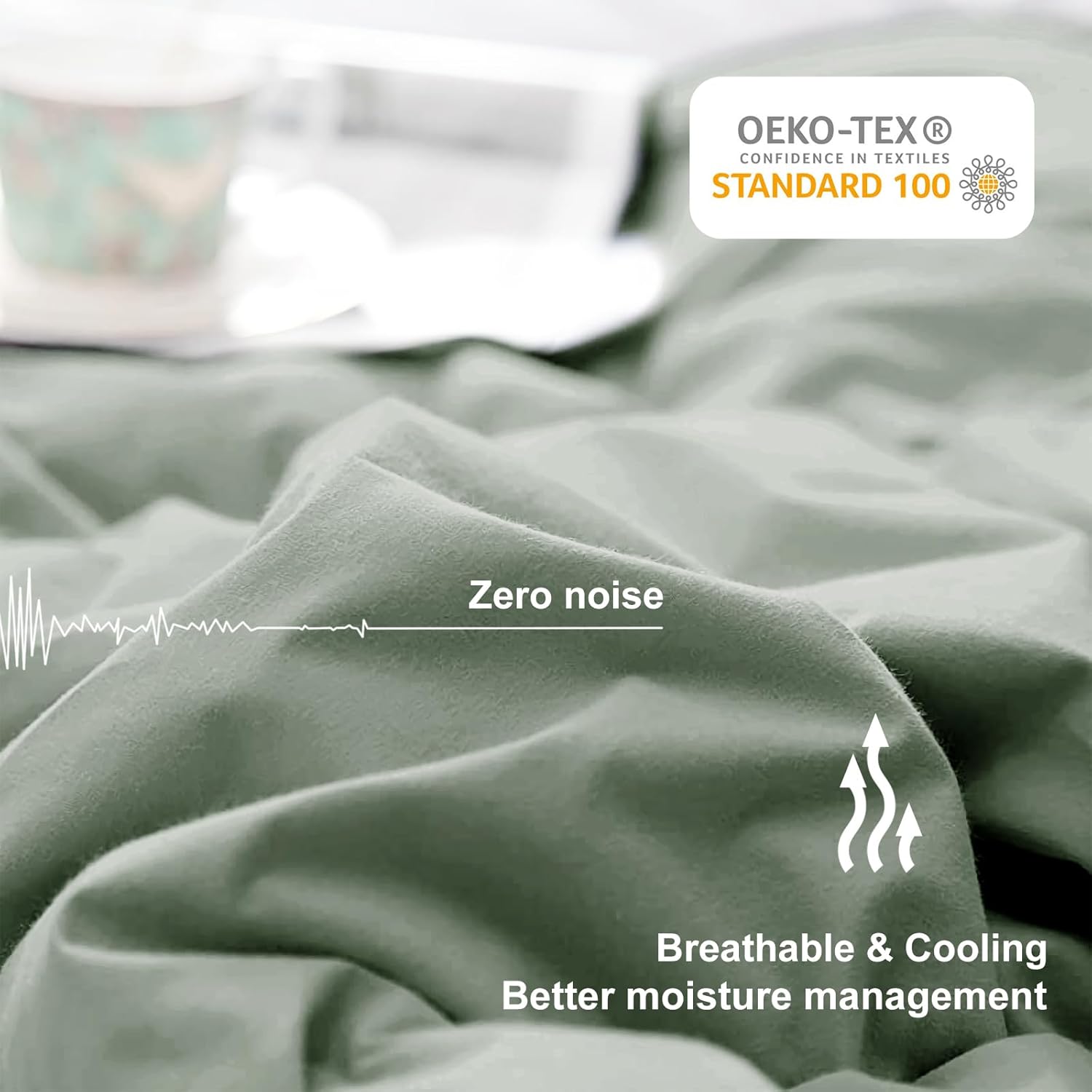 Lightweight Comforter Cooling Green, All Season Duvet Insert Breathable Queen Size Summer Bedding, Soft Microfiber Cool Down Alternative Quilt with Corner Tabs