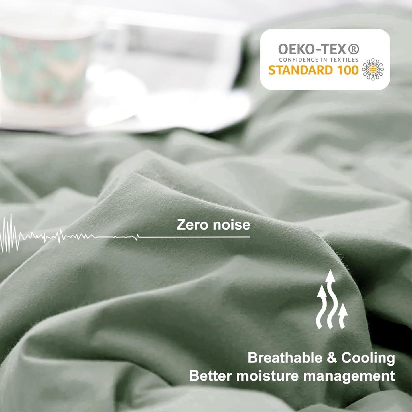 Lightweight Comforter Cooling Green, All Season Duvet Insert Breathable Queen Size Summer Bedding, Soft Microfiber Cool Down Alternative Quilt with Corner Tabs