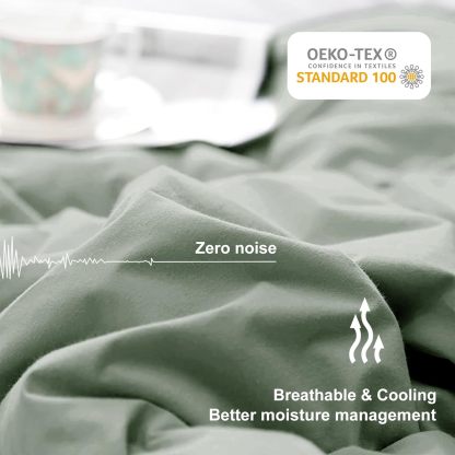 Lightweight Comforter Cooling Green, All Season Duvet Insert Breathable Queen Size Summer Bedding, Soft Microfiber Cool Down Alternative Quilt with Corner Tabs