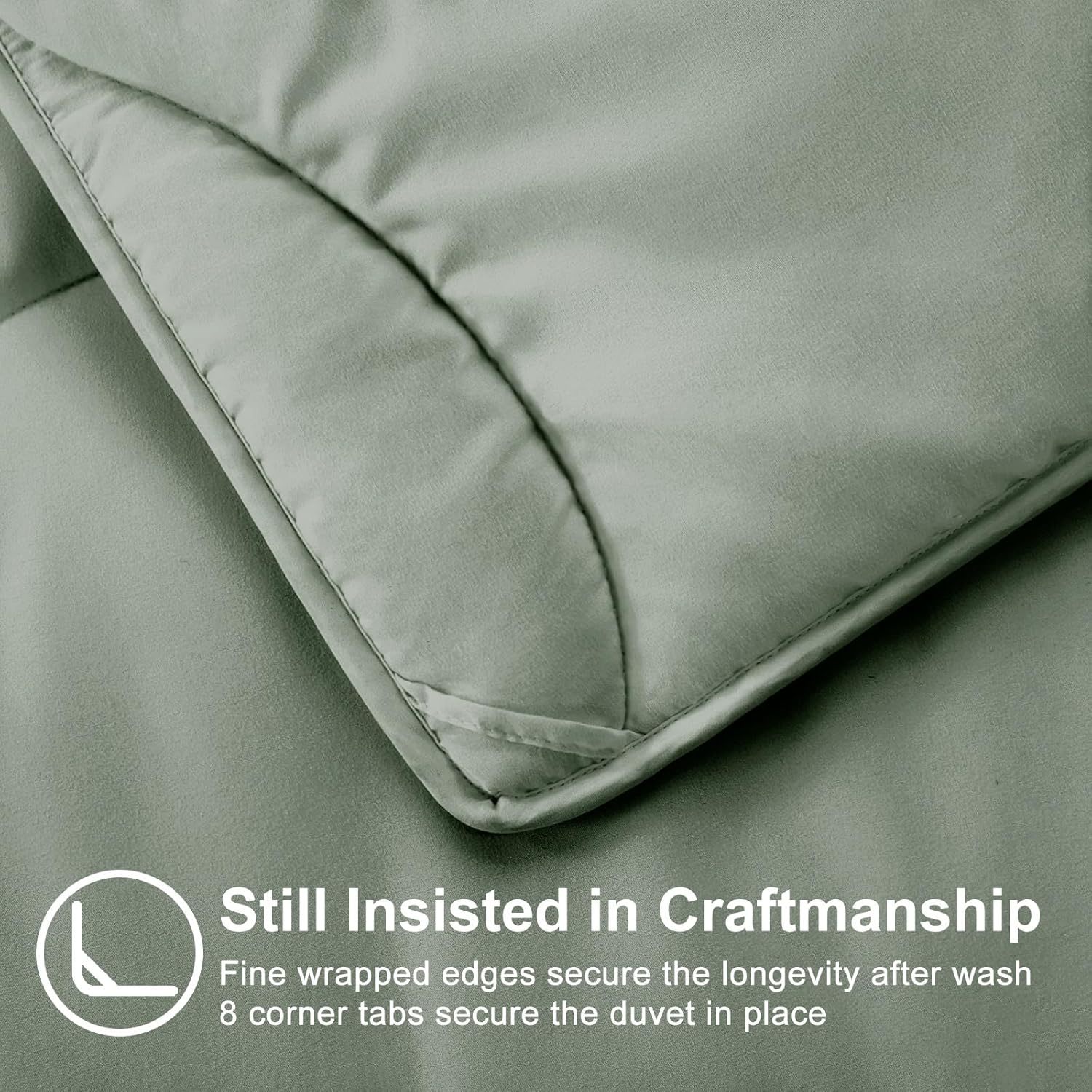 Lightweight Comforter Cooling Green, All Season Duvet Insert Breathable Queen Size Summer Bedding, Soft Microfiber Cool Down Alternative Quilt with Corner Tabs