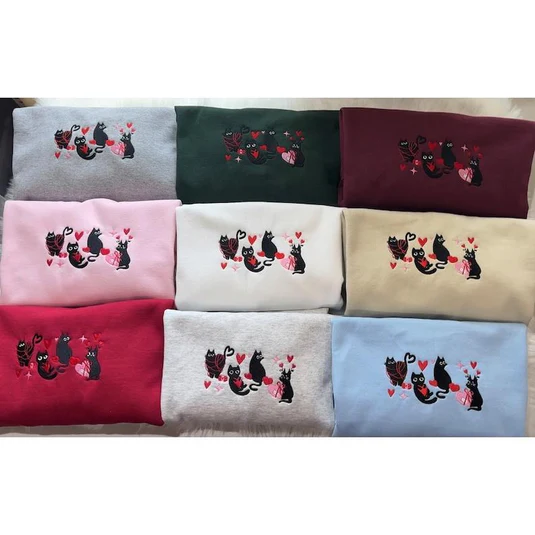 Holiday Kitten Embroidered Sweatshirt