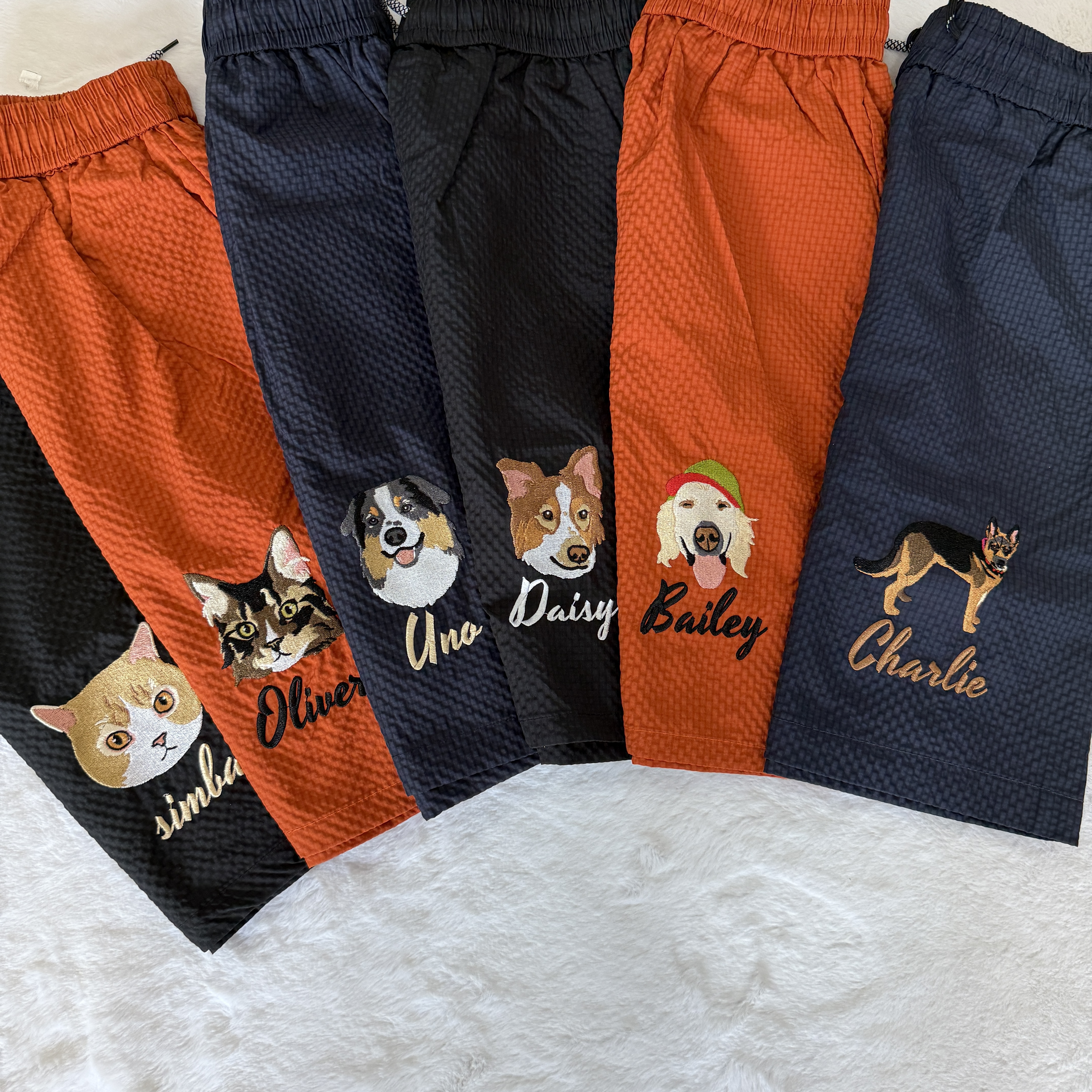 Custom Pet Embroidery Seersucker Quick-Dry Shorts
