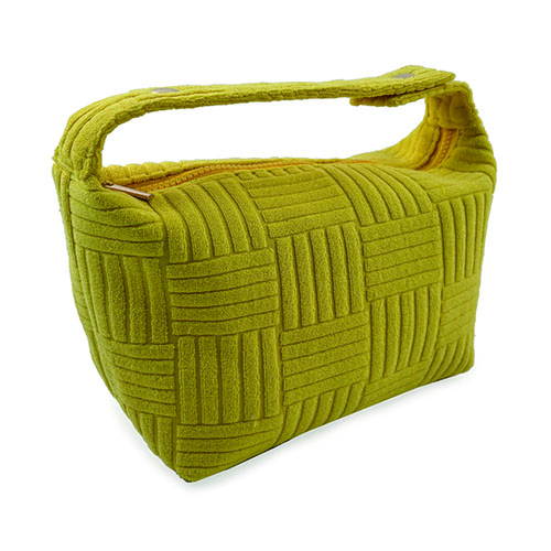 WW25010162 Yellow Jacquard Terry Fabric Cosmetic Bag