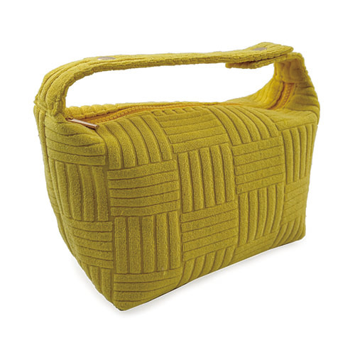 WW25010162 Yellow Jacquard Terry Fabric Cosmetic Bag
