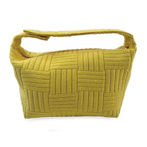WW25010162 Yellow Jacquard Terry Fabric Cosmetic Bag