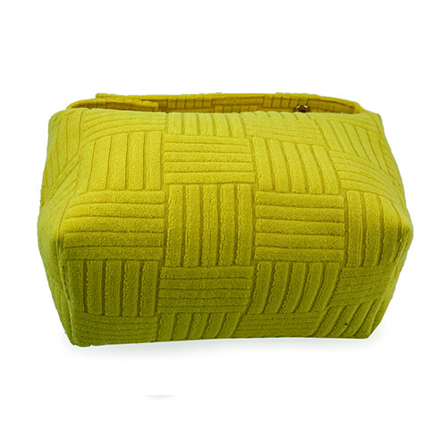 WW25010162 Yellow Jacquard Terry Fabric Cosmetic Bag