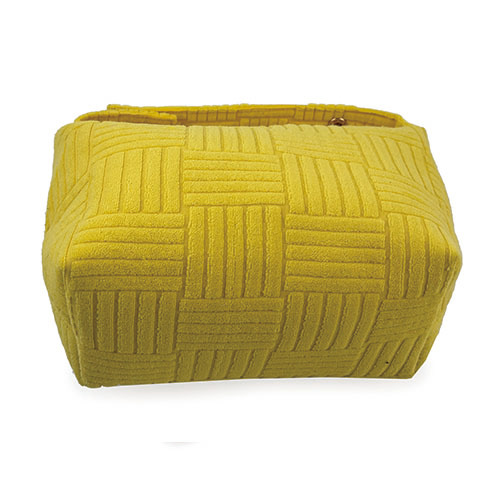 WW25010162 Yellow Jacquard Terry Fabric Cosmetic Bag