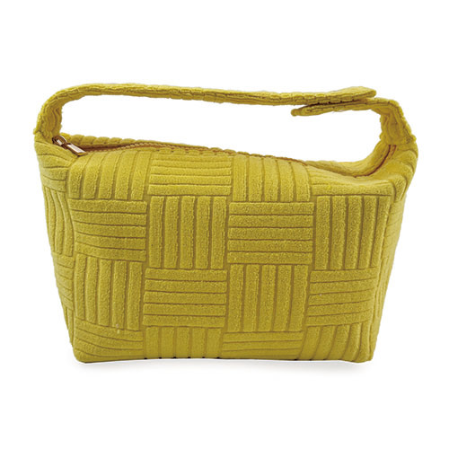 WW25010162 Yellow Jacquard Terry Fabric Cosmetic Bag