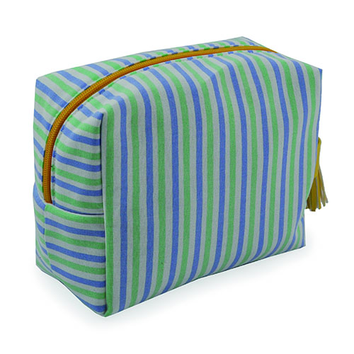 WW25010069 Stripe Makeup Bag with Yellow Handle