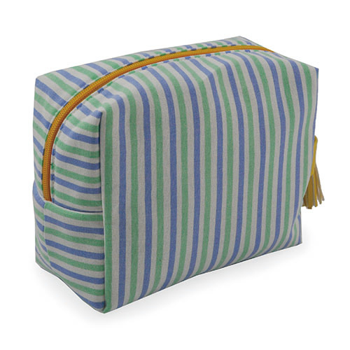 WW25010069 Stripe Makeup Bag with Yellow Handle