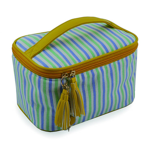 WW25010070 Stripe Cosmetic Bag with Tassel Zipper