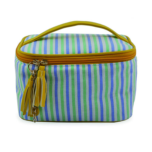 WW25010070 Stripe Cosmetic Bag with Tassel Zipper