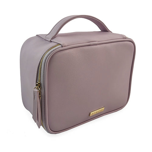 WW25010181 PU Leather Metal Logo Cosmetic Bag for Travel