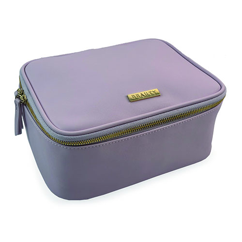 WW25010181 PU Leather Metal Logo Cosmetic Bag for Travel
