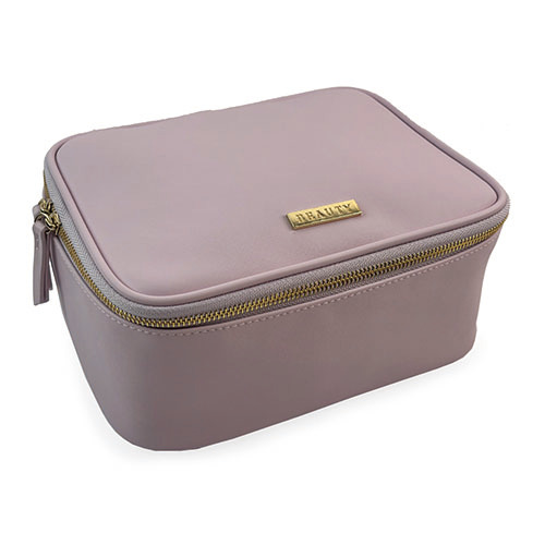 WW25010181 PU Leather Metal Logo Cosmetic Bag for Travel