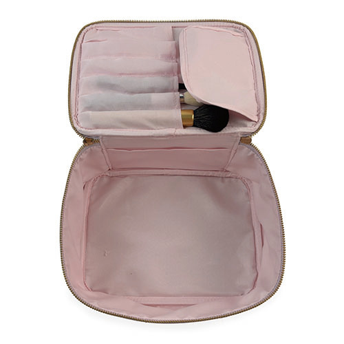 WW25010181 PU Leather Metal Logo Cosmetic Bag for Travel