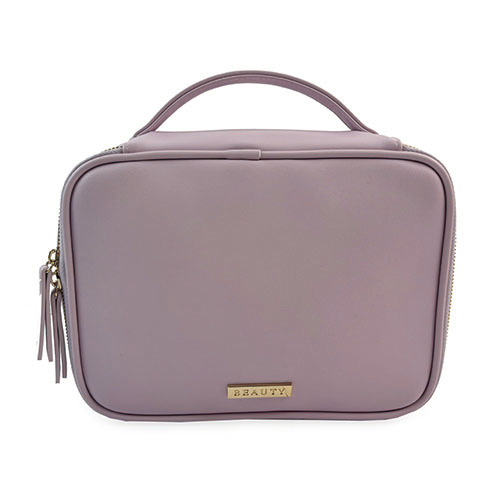 WW25010181 PU Leather Metal Logo Cosmetic Bag for Travel