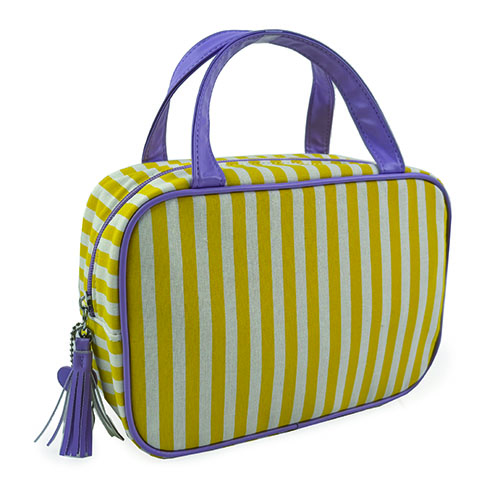 WW25010072 Yellow Stripe with Tassel Zipper Travel Bag