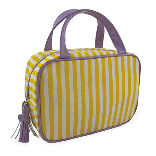 WW25010072 Yellow Stripe with Tassel Zipper Travel Bag