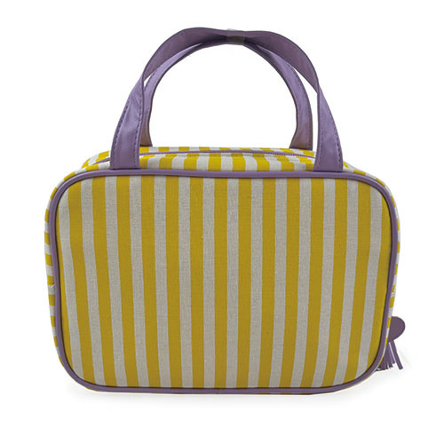 WW25010072 Yellow Stripe with Tassel Zipper Travel Bag