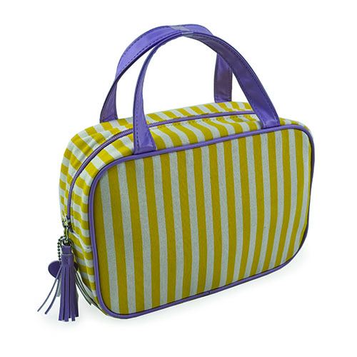 WW25010072 Yellow Stripe with Tassel Zipper Travel Bag
