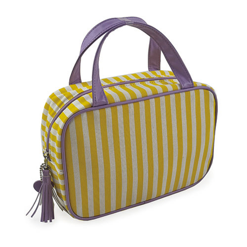 WW25010072 Yellow Stripe with Tassel Zipper Travel Bag
