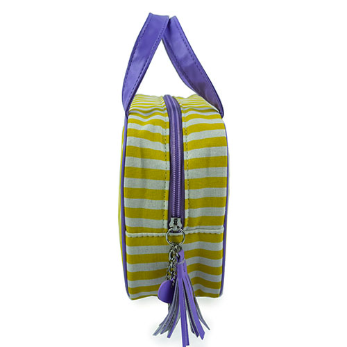WW25010072 Yellow Stripe with Tassel Zipper Travel Bag