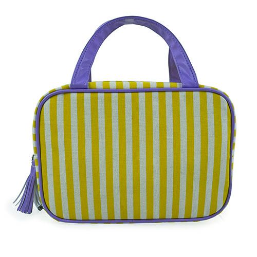 WW25010072 Yellow Stripe with Tassel Zipper Travel Bag