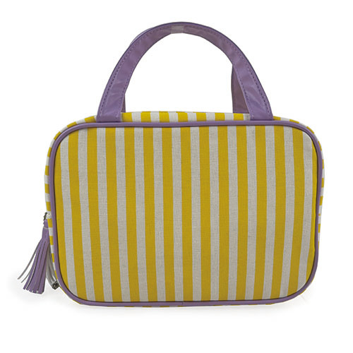 WW25010072 Yellow Stripe with Tassel Zipper Travel Bag
