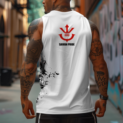 Oversized Anime Print Gym Tank Top