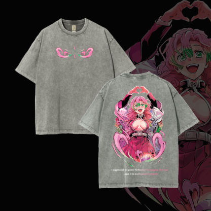 Hashira Demon Slayer Tee – Rengoku, Giyu, Tengen, Obanai, Gyomei, Mitsuri Vintage Washed Oversized T-Shirt