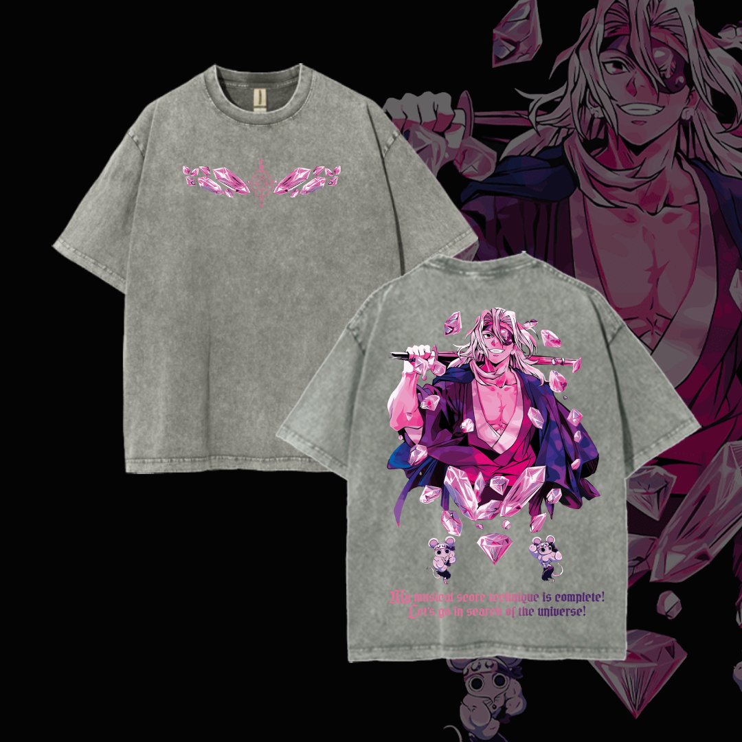 Hashira Demon Slayer Tee – Rengoku, Giyu, Tengen, Obanai, Gyomei, Mitsuri Vintage Washed Oversized T-Shirt