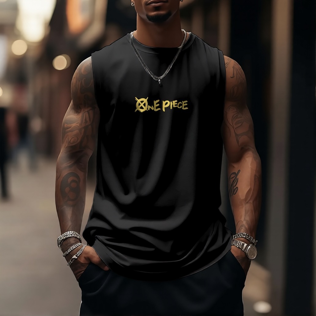 Oversized Anime Print Gym Tank Top