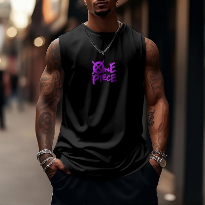 Oversized Anime Print Gym Tank Top