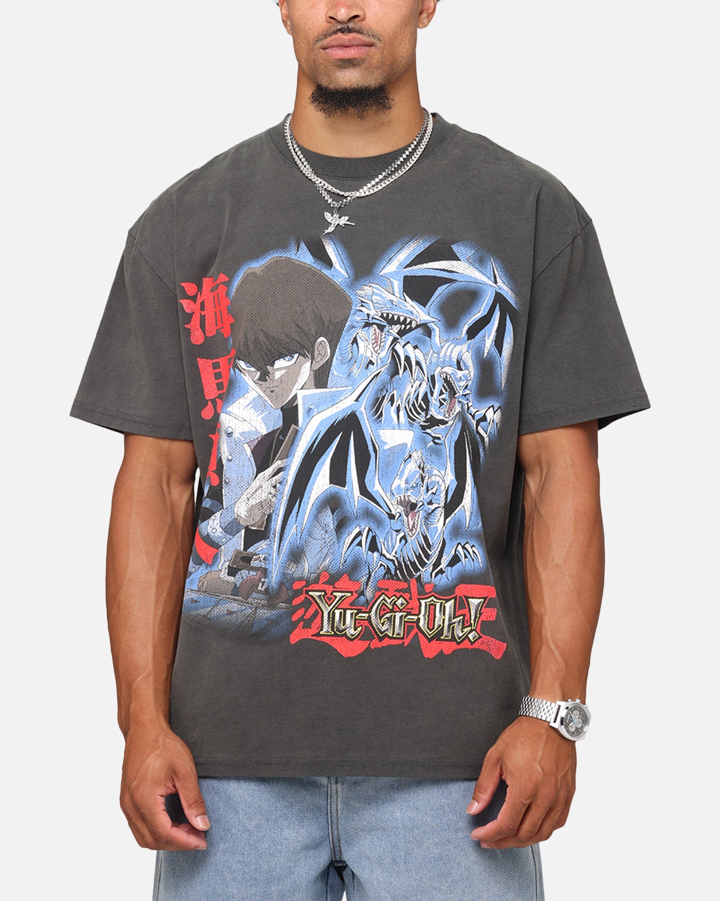 Kaiba Blue Eyes Heavyweight T-Shirt Black Wash-AnimeClothe