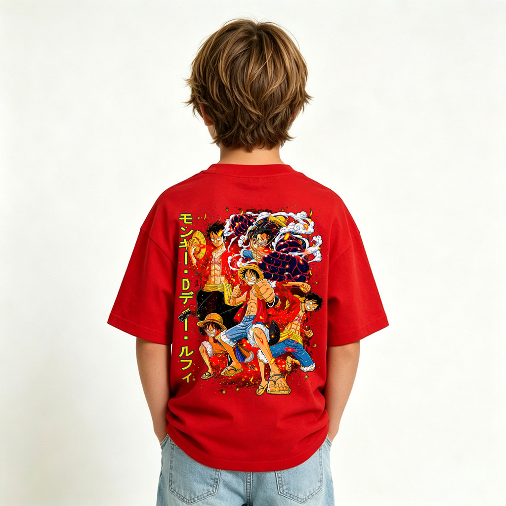 One Piece Luffy Anime Graphic T-Shirt for Kids Cartoon Print Cotton Tee